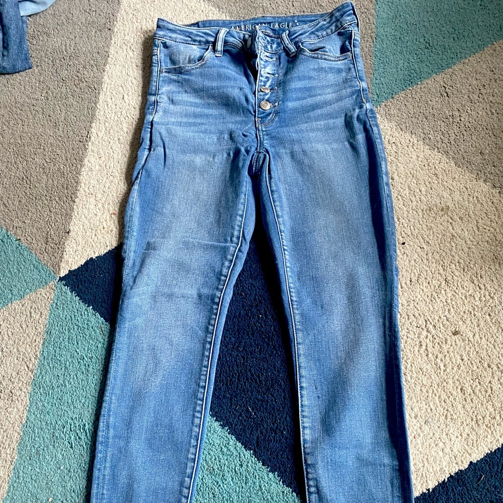 American Eagle fly button super hi rise next level stretch jeggings